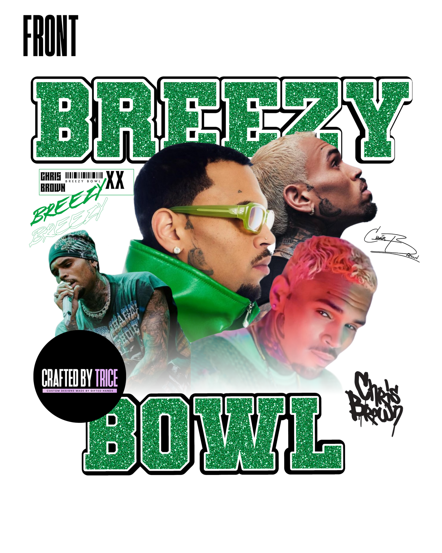 Custom Breezy Bowl T-shirt with Glitter Vinyl & DTF Print – Personalized Colors, Front & Back Design