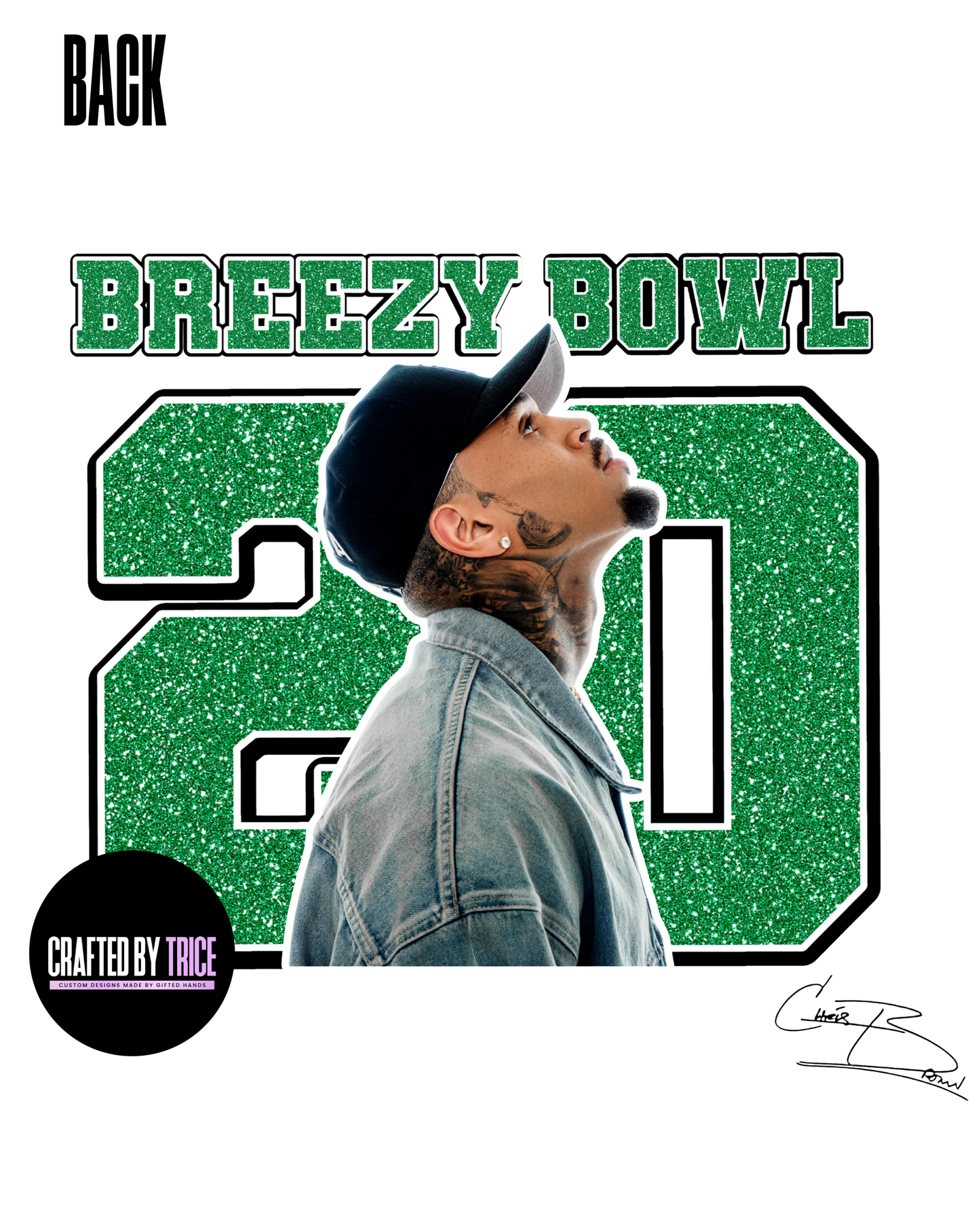 Custom Breezy Bowl T-shirt with Glitter Vinyl & DTF Print – Personalized Colors, Front & Back Design