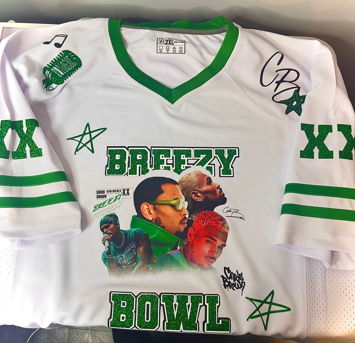 Custom Breezy Bowl Jersey with Glitter Vinyl & DTF Print – Personalized Colors, Front & Back Design