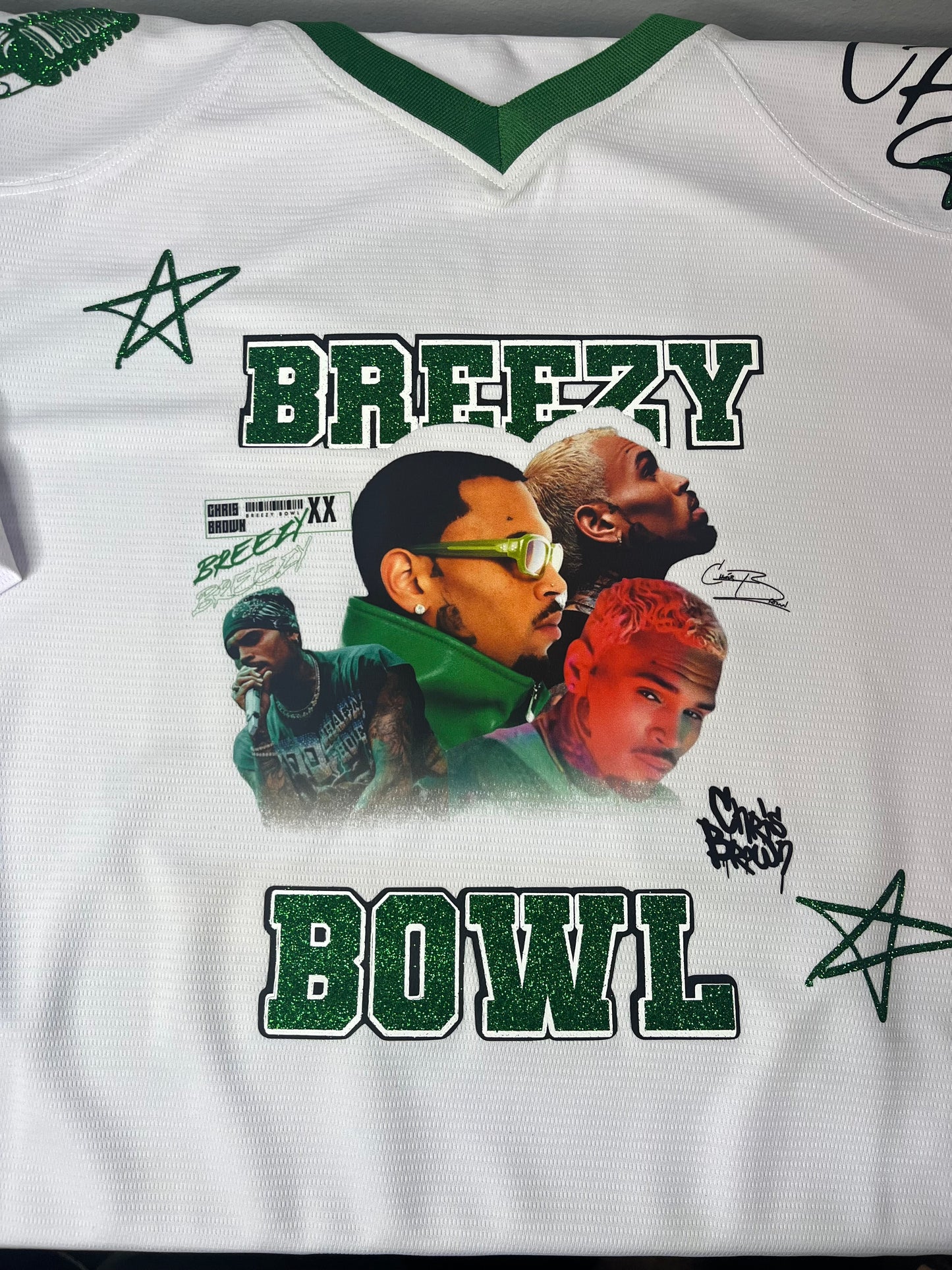 Custom Breezy Bowl Jersey with Glitter Vinyl & DTF Print – Personalized Colors, Front & Back Design