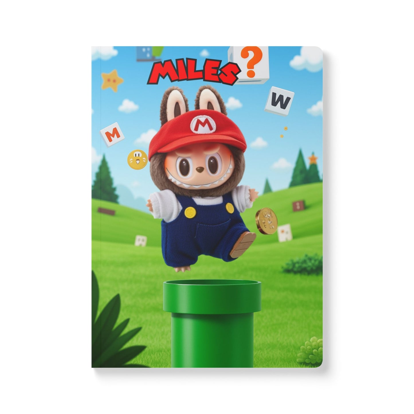 Cute Labubu Softcover Journal , Playful Notebook, Stationery, Gifts for Students, Retro Video Game Inspired