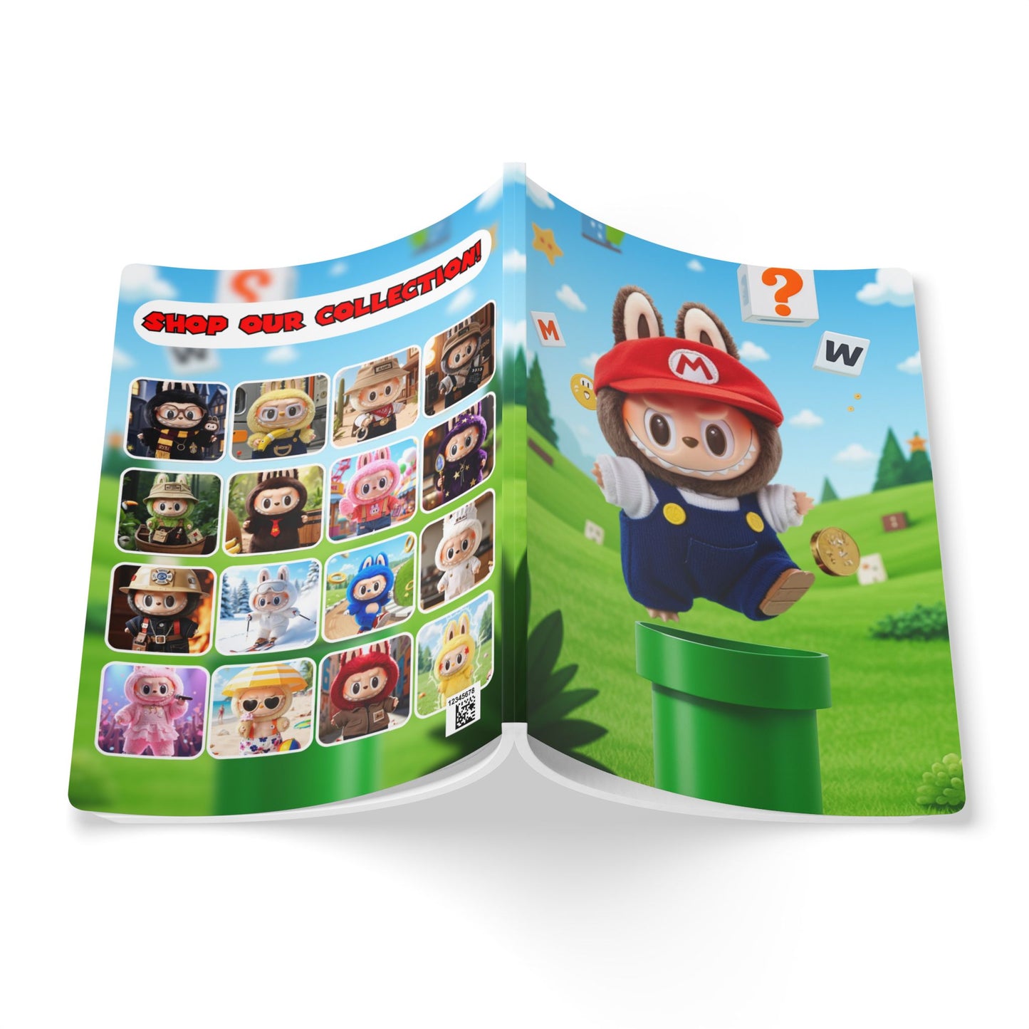 Cute Labubu Softcover Journal , Playful Notebook, Stationery, Gifts for Students, Retro Video Game Inspired