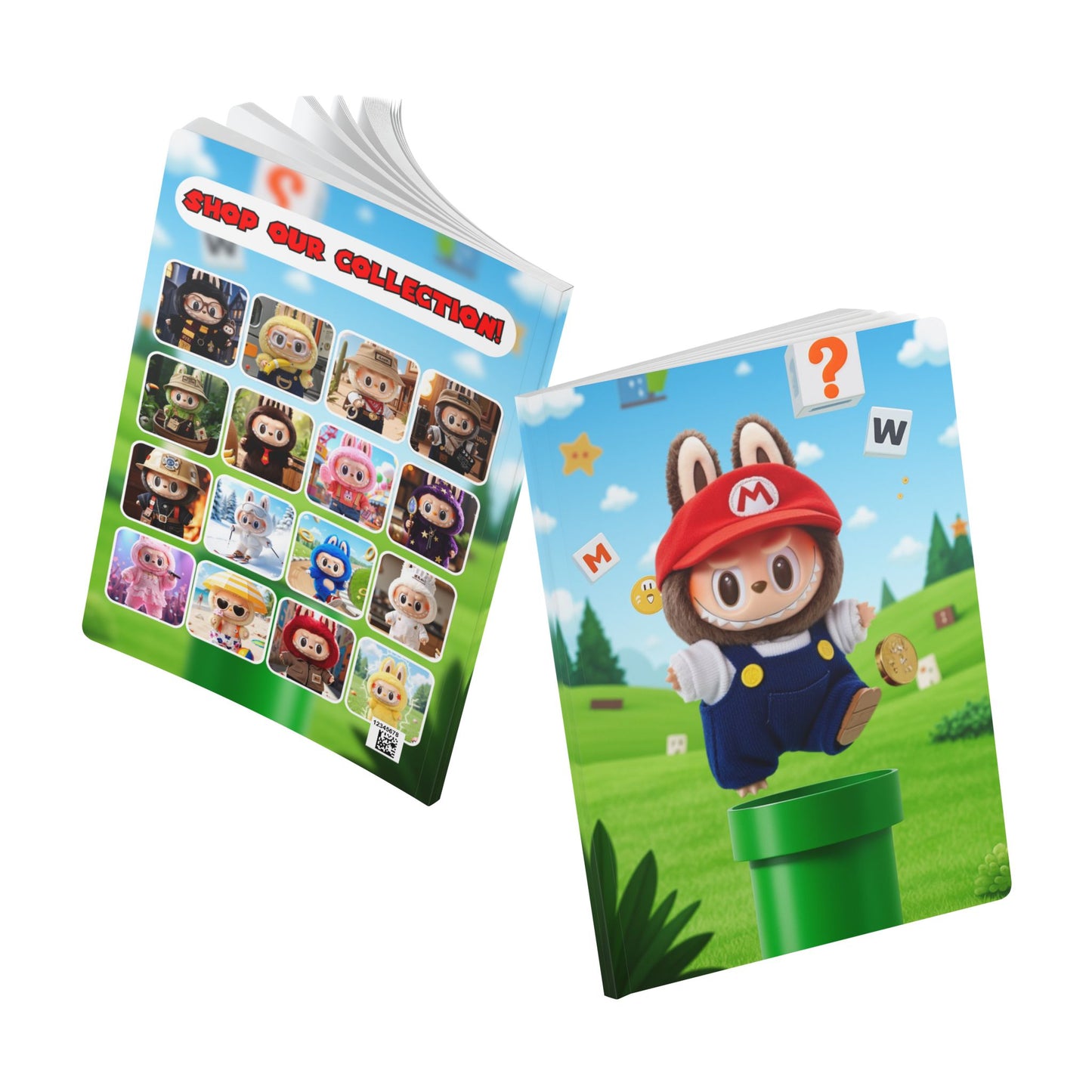 Cute Labubu Softcover Journal , Playful Notebook, Stationery, Gifts for Students, Retro Video Game Inspired