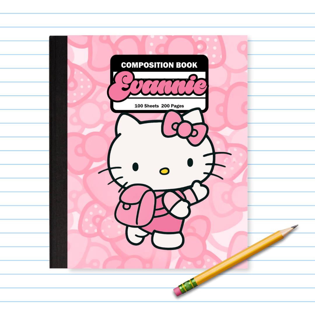 Custom School Supply Labels with Child’s Name – Hello Kitty Theme & Matching Supply Stickers – Personalized Name Labels for Kids