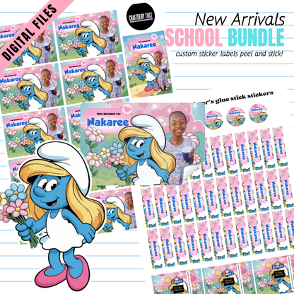 Editable School Supply Labels – Hello Kitty Theme & Matching Supply Stickers – Canva Template – Printable Kids Name Tags