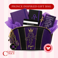 Prince Inspired Gift Bag Set Purple Luxury Cosmetic Bag Gift Bundle with Tissue Paper, Ribbon & Clear Bag Music Fan Gift Idea
