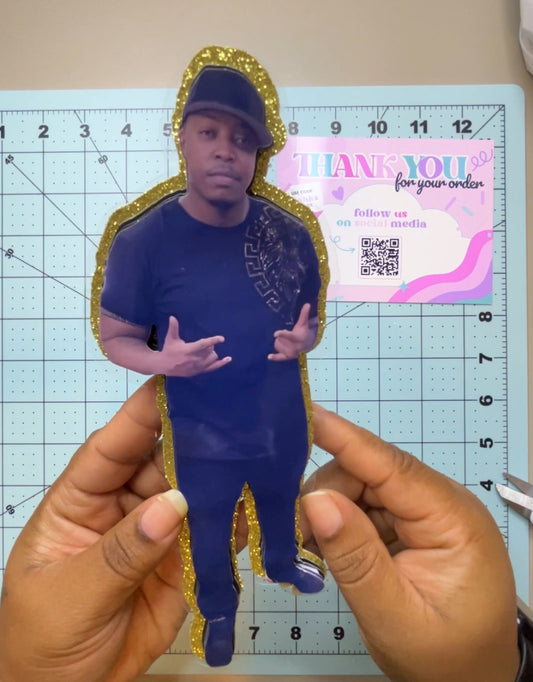 Custom 3D Cake Topper with Glitter & Acetate Backing – Personalized Photo Party Decoration