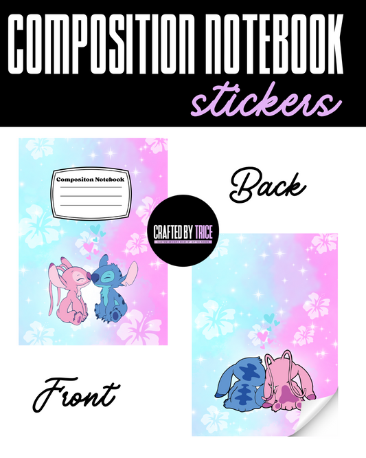 Glossy Vinyl Composition Notebook Stickers – Front and Back Covers